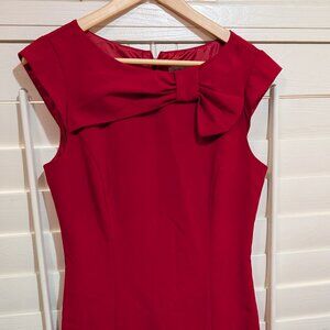 Sandra Darren Size 6 Red Cap Sleeve Bow Sheath Dress